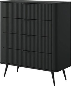 Komoda: 4 szuflady, czarna, 88, 2 x 38 x 101, 2 cm