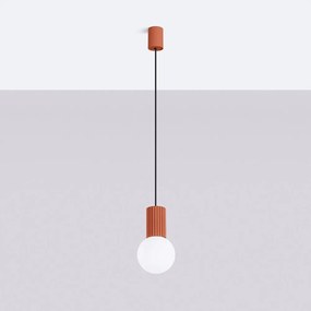 Pomarańczowa lampa wisząca ze szklanym kloszem ø 12 cm Orbital – Sollux