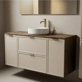 Szafka pod Umywalkę z Blatem 120cm 2D2S Fronty Ramka Dąb Orzech / Kaszmir Roma