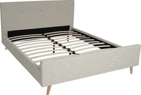 Łóżko tapicerowane MCW-J98 + stelaż listwowy 160cm,  160x200cm kremowo-beżowy