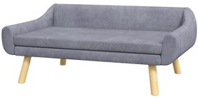 PawHut Sofa dla zwierząt Sofa dla psów, Skandynawski design, zdejmowana poduszka, efekt aksamitu, 102 cm x 58,5 cm x 42,5 cm, Szary + Naturalny