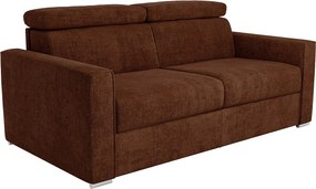 Kanapa 3-osobowa rozkładana typu express w tkaninie w kolorze terakoty - pow. spania 140 cm - Materac 14 cm VIZIR