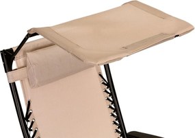 Składany leżak ogrodowy z regulowanym daszkiem Corfu 009, beżowy