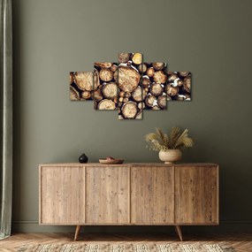 Obraz - Drewno w śniegu (125x70 cm)