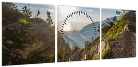 Obraz - Góra Olimp (z zegarem) (90x30 cm)