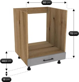 Zestaw Mebli Kuchennych MODERN 200 cm Dąb Artisan/Szary Połysk Ryflowany Nowoczesny