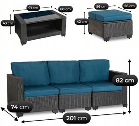 Zestaw mebli ogrodowych technorattan Olympia, szary/granatowy