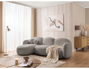 Szary narożnik z materiału bouclé (lewostronny/z szezlongiem) Orbit – Ropez