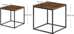 Zestaw 2 stolików kawowych Valora Square | Rustykalny blat z czarną stalową ramą