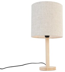 Rustykalna lampa stołowa drewniana zabażurem w kolorze jasnobrązowym - Mels Rustykalny / Vintage Oswietlenie wewnetrzne
