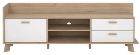 Biało-naturalna szafka pod TV w dekorze dębu 182x62x51 cm Ikast – Tvilum