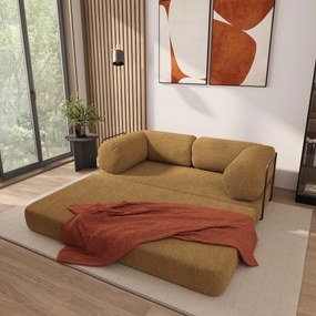 Masseno Sofa piankowa EIREN z funkcją spania, Kanapa z pianki do salonu, Bezmontażowa, Tkanina bucle – Miodowy QUELLE 17