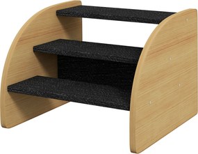 PawHut Schody dla Zwierząt - Schody dla Psa, 3 Stopnie, Mały Pies, 38,5 cm x 38,5 cm x 30 cm, Dąb + Czarny