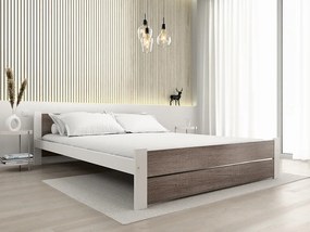 Łóżko IKAROS DOUBLE 180 x 200 cm, biały/dąb truflowy Stelaż: Ze stelażem listwowym rolowanym elastycznym, Materac: Materac Somnia 18 cm