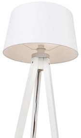 Nowoczesna lampa podłogowa statyw biały z lnianym kloszem biały 45 cm - Tripod Classic klasyczny/Antyczny Oswietlenie wewnetrzne