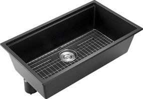 Nowoczesna Zlewozmywak Kuchenny SucceBuy z Granitu 83,8 cm, Zlewozmywak Podblatowy z Dużą Pojedynczą Komorą, Komora do Mycia z Wieloma Akcesoriami