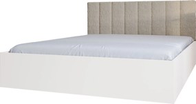 Białe łóżko z zagłówkiem boucle i materacem 120x200 N2-T64