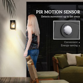 Outsunny Lampa solarnej ogrodowa zewnętrzna Solarlampe, odporna na warunki atmosferyczne, czujnik ruchu, 14 cm x 24 cm x 24 cm, Czarny