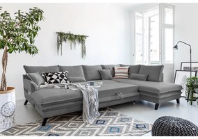 Ciemnoszara rozkładana sofa w kształcie litery "U" Miuform Charming Charlie, prawostronna