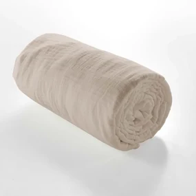 Beżowe prześcieradło muślinowe z gumką 160x200 cm Angelia – douceur d'intérieur