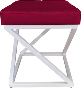 Pufa ZOA tkanina Welur loft ławka podnóżek metal : Kolor Stelaża - Biały, Kolor tkaniny - VELVET - MG31, Typ tkaniny - Velvet
