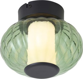 Designerska lampa sufitowa czarna 18 cm z zielonym szkłem ze ściemnialną 3-stopniowo diodą LED - Margherite