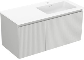 Mexen Rivel szafka łazienkowa 100 cm z umywalką Otis prawą, 1S, 1D, ryflowana, szara mat/biała mat - 91A23-10047-3-BBFF62-W18P01