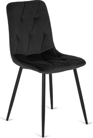 Zestaw Stół Kwadratowy Rozkładany MAX 80-160 cm Dąb Craft/Czarny i 4 Krzesła ROBIN Czarne Welurowe