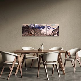 Obraz górskiego jeziora (z zegarem) (90x30 cm)