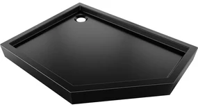 Mexen Flow+ brodzik pięciokątny lewy 90 x 80 cm, czarny mat - 46P708090LH