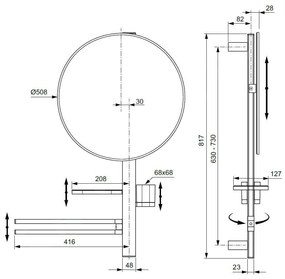 Lustro z półką/z wieszakiem ścienne ø 51 cm ALU+ – Ideal Standard