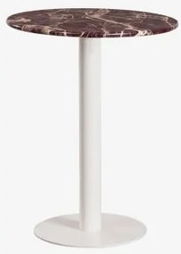 Okrągły Barowy Stół Z Naturalnego Kamienia Xiren Ø60 Cm & Czerwony Marmur Cherry Gold & Lodowata Biel - Sklum