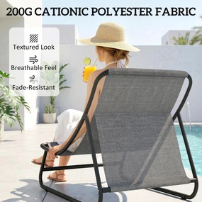 Outsunny Fotel wypoczynkowy zewnętrzny z podnóżkiem, poduszka 13 cm, antypoślizgowe nóżki, ciemnoszary | Aosom PL