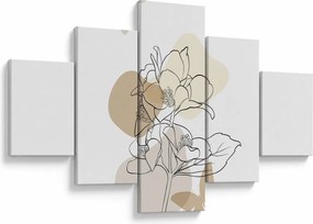 Obraz - Beżowe kwiaty z motylem N⁰1 (125x70 cm)