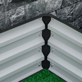 Outsunny Ogród Podwyższone Łóżko Ogrodowe z Stalową Obudową Szare 120x120x30cm Praktyczne i Estetyczne | Aosom PL