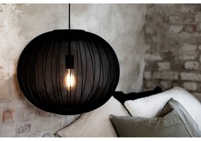 Czarna lampa wisząca z tekstylnym kloszem ø 50 cm Florence – Markslöjd