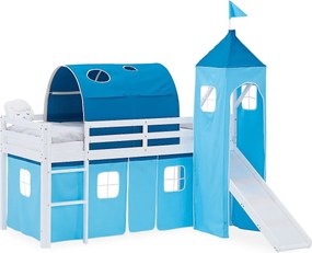 Łóżko piętrowe dla dzieci 90x200 cm Białe Niebieskie