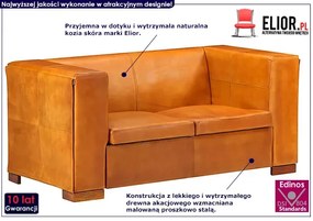 2-osobowa sofa z jasnobrązowej skóry naturalnej - Exea 2Q