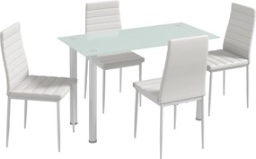 HOMCOM Zestaw stołowy 5 części stół i 4 krzesła nowoczesny biały do jadalni | Aosom PL