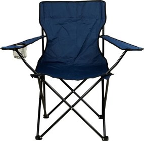 Turystyczne krzesło składane niebieskie z miejscem na napoje