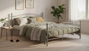 Szare duże łóżko metalowe 160x200 cm S6-R10