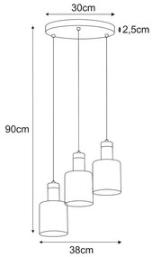 Bursztynowa potrójna lampa wisząca regulowana - A470 Varax 7X