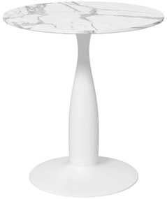 HOMCOM Stół jadalny okrągły, stal powlekana proszkowo, MDF z melaminą, nieruchome nogi, 70 x 74 cm, Biały