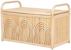 Skrzynia do przechowywania z plecionego rattanu – dł. 91 × szer. 48 × wys. 58 cm – naturalna – LUMORA
