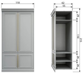 Jasnoszara szafa z litego drewna sosnowego 110x215 cm Organize – BePureHome