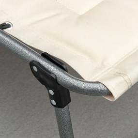 Leżanka składana Outsunny, ogrodowa z poduszką, z regulowanym oparciem na 5 pozycji, z tkaniny Oxford, 188 x 57 x 30 cm, Beżowa