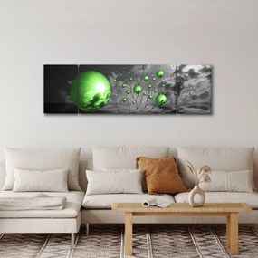 Obraz zielonych abstrakcyjnych kul (170x50 cm)
