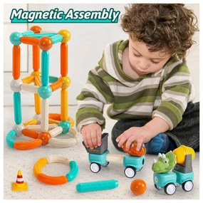 Woopie klocki magnetyczne dinozaury konstrukcyjne 84 el.