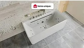 Wanna z hydromasażem wolnostojąca przyścienna biała - 1 osobowa - 470 l - 170 x 75 cm - KIRANA
