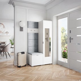 Masseno Garderoba VIRA 95/181/51 cm Nowoczesna Szafa do Przedpokoju Biała